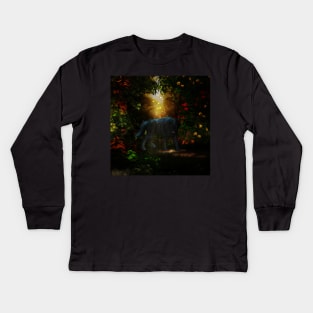 Awesome dark wolf in the night Kids Long Sleeve T-Shirt